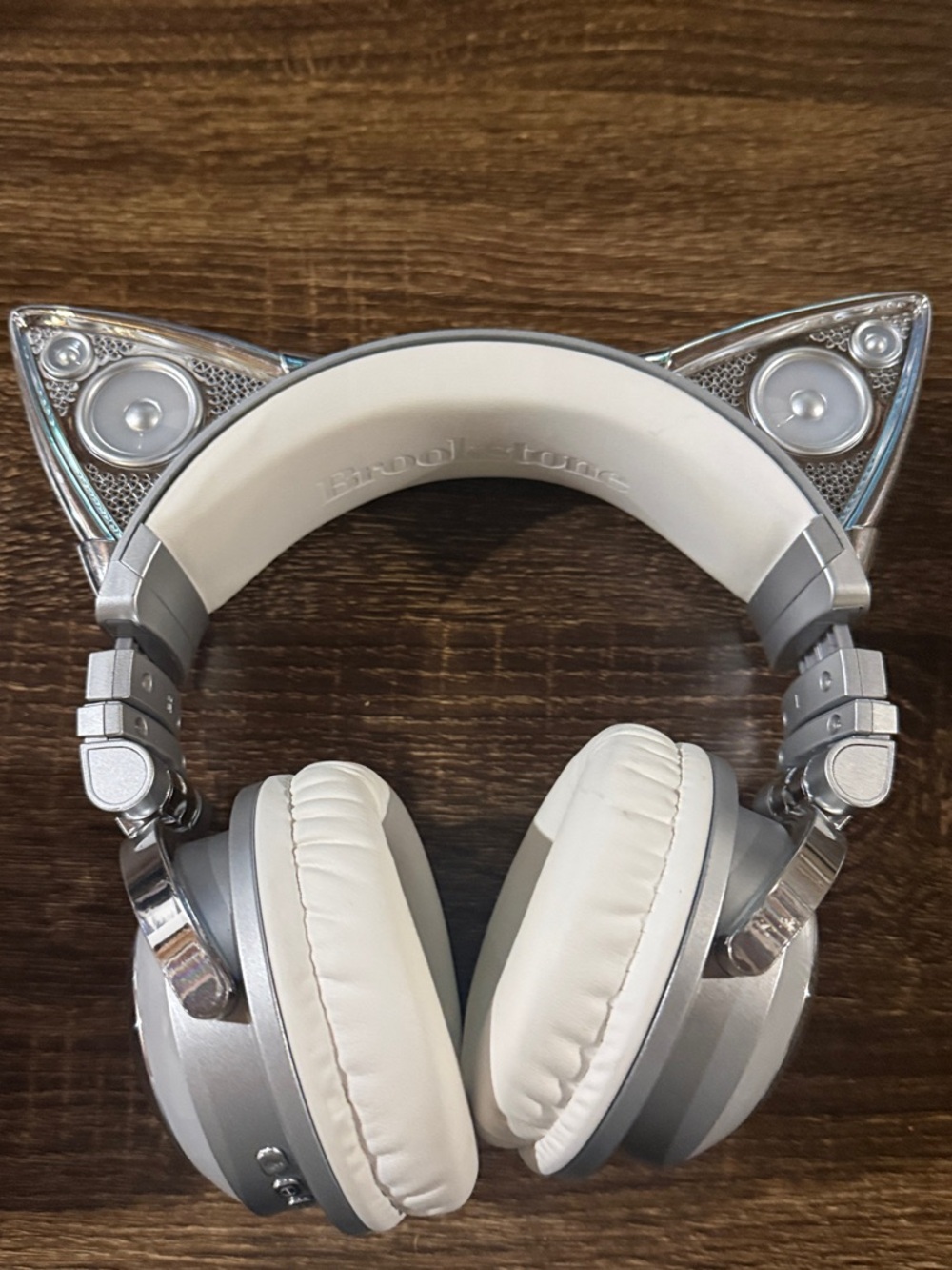 Ariana Grande Brookstone Silver and White Cat Ear Over-Ear Light-up Headphones